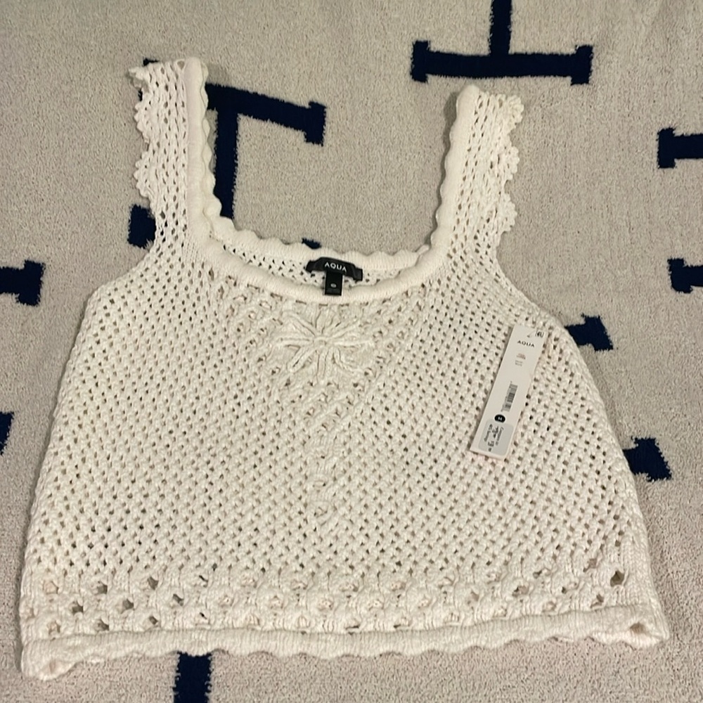 NWT Aqua white crotchet tank top